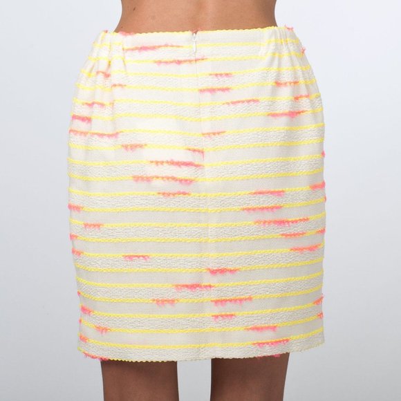 NWT JULIEN DAVID Yellow Multi Colored Cotton Blend Tweed Skirt Size L MSRP $495 - Picture 9 of 12